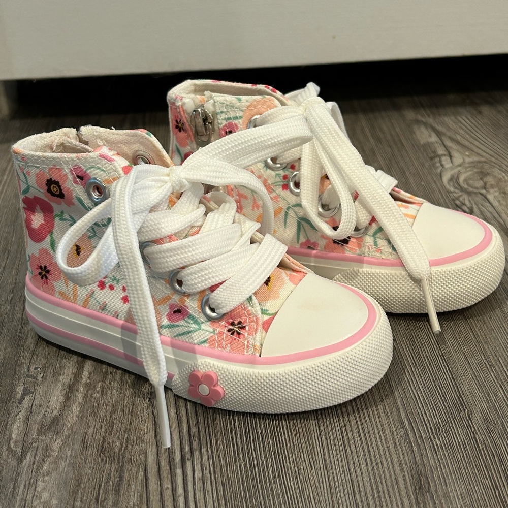 Cynthia Rowley Pink Floral Kids High-Top Sneakers